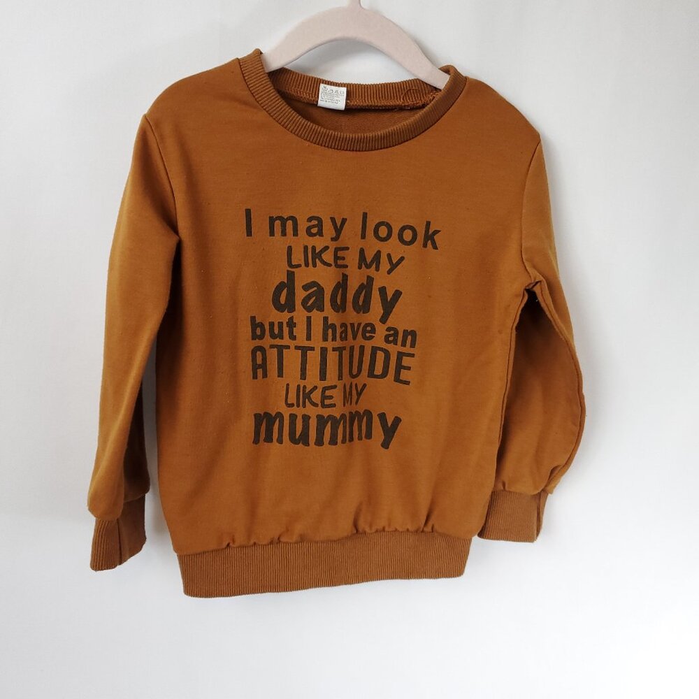 Boys 2 Piece Brwn Camo Pants, Brown Sweater Lng Slv Sz 3T - 4T